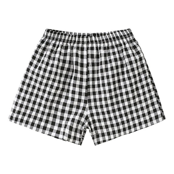 MEZZALL Girls Plaid Casual Shorts Little Girls Wear Light Summer Pants Breathable Toddler Dailywear, Black, 3-4 Years