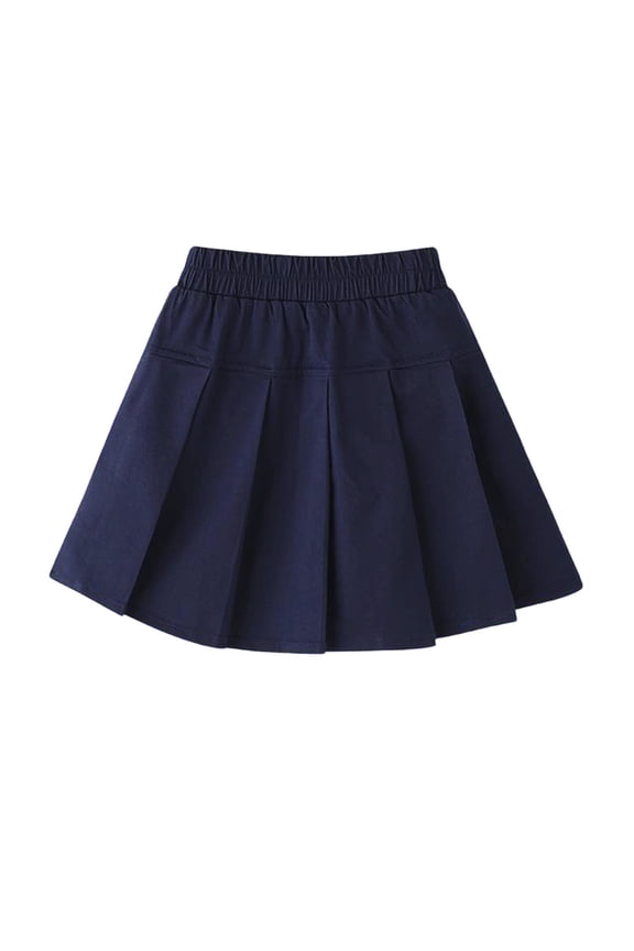 Girls Pleated Skirt Elastic Waist School A-Line Mini Skirt For Toddler Kids Children Fall Casual Skirts Solid Color Soft Clothes
