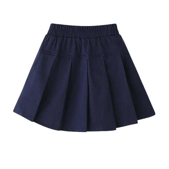 MEZZALL Girls Pleated Skirt Elastic Waist School A-Line Mini Skirt For Toddler Kids Children Fall Casual Skirts Solid Color Stylish Clothes