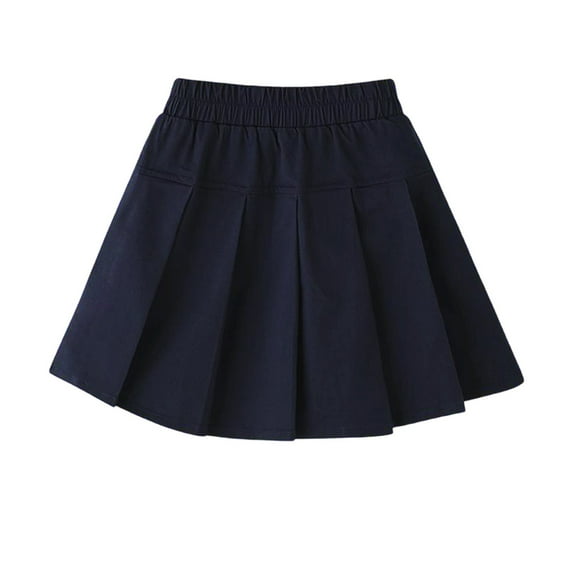 MEZZALL Girls Pleated Skirt Elastic Waist School A-Line Mini Skirt For Toddler Kids Children Fall Casual Skirts Solid Color Versatile Clothes