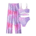 thumbnail image 1 of MEZZALL Girls' Printed Tie Dyeing Strap Floral Tops Short Pants And Long Pants 3pcs Swimsuit Bikini Sets 8Y Leisure Baby Swim Wear, 1 of 7
