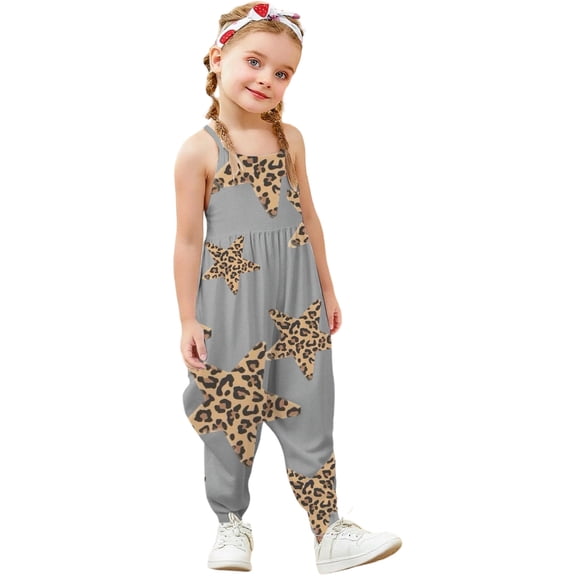 MEZZALL Girls Romper Jumpsuit Sleeveless O-Neck Cute Graphic Printed Playwear Comfortable Soft Fabric Toddler Baby Onesie Casual Summer Clothes For Girls Adorable Spring Child One-Pieces