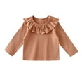 thumbnail image 1 of MEZZALL Girls' Ruffle Collar Innerwear Baby Autumn Solid Color Tops Long Sleeve T-Shirt Children Fresh Outerwear Base Layer Versatile Dailywear, 1 of 3