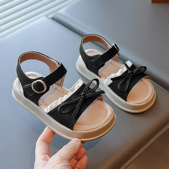 MEZZALL Girls Sandals 2026 Spring/Summer Mid To Large Children Bow Comfortable Flat Shoes For Kids Versatile Breathable Daily Holiday Casual Princess Solid Color Toddler Footwear