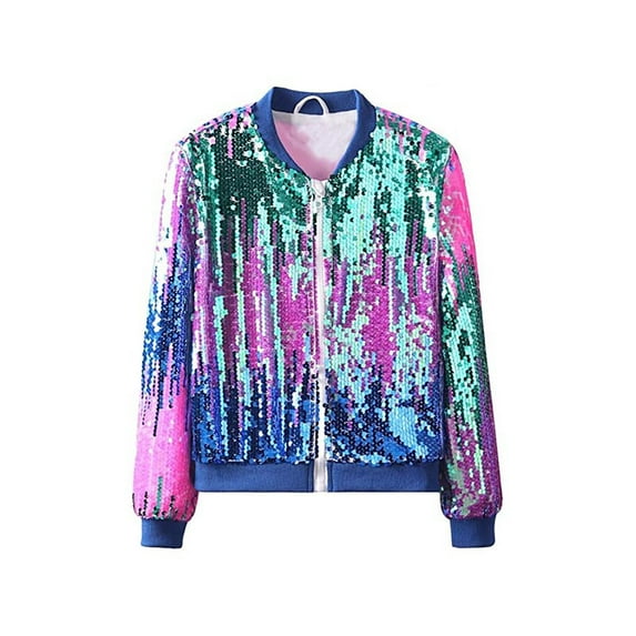 MEZZALL Girls Sequin Color Coats Sparkly Glitter Jacket Kids Teens Fashion Outerwear Birthday Long Sleeve Tops