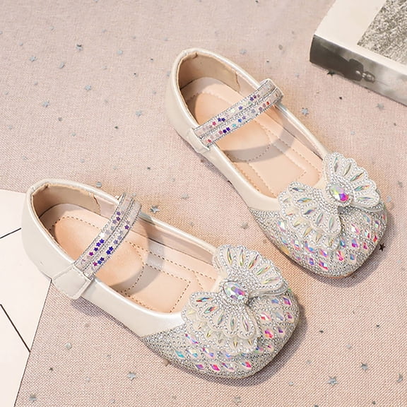 MEZZALL Girls Shoes With Soft Soles Children Closed Toe Bowknot Princess Daily Fashion Leisure Kids Everyday Solid Color Beach Sweet Retro Breathable Toddler Footwear