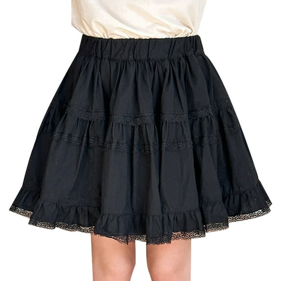 MEZZALL Girls Skirts For Toddler To Lace Trim Flared Skirt Casual Summer Spring Fall Skirts Versatile Baby Wear