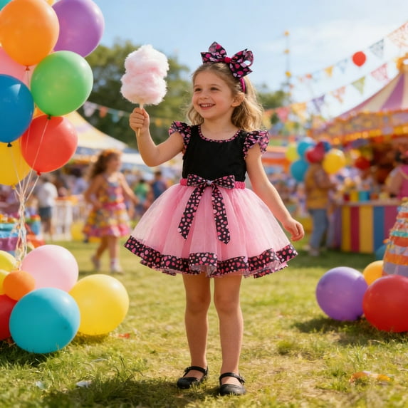 MEZZALL Girls Skirts Tutu Skirt With Heart Print Bowknot Party Skirt Layered Short Skirt For Toddler Kids Breathable Summer Children Dance Sports for Birthday Holiday