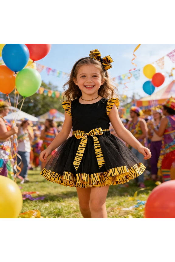 Girls Skirts Tutu Skirt With Leopard Print Bowknot Party Skirt For Birthday Summer Children Dance Sports for Birthday Holiday