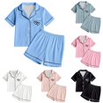 thumbnail image 1 of MEZZALL Girls Sleepwear Set 2pcs Tween Girl Heart Print Short Sleeve Lapel Button Down Tops & Shorts Pajamas Sets Soft Comfortable Loungewear For Kids Leisure Nightwear, 1 of 7
