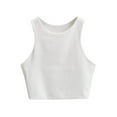 thumbnail image 1 of MEZZALL Girls Sleeveless Crop Tops Double Layer Scoop Neck Cropped Tank Tops Breathable Toddler Dailywear, White, 15-16 Years, 1 of 3