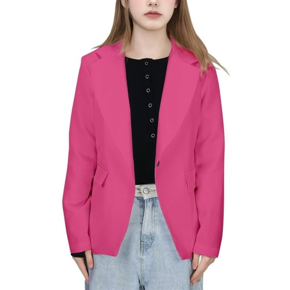 MEZZALL Girls Solid Color Formal Lapel Suit Coat Button Down Long Seelve Blazers Suit Jacket For Kids Stylish Toddler Baby Wear 13-14Y