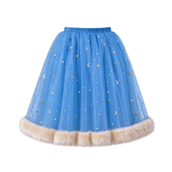 MEZZALL Girls Star Moon Sequin Tutu Skirt Elastic Waist Mesh Skirt With ...