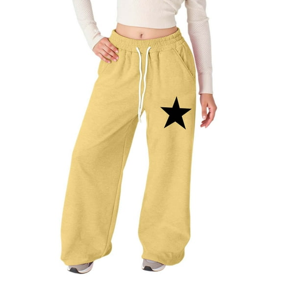 MEZZALL Girls Star Wide Leg Joggers Lightweight Bowknot Straight Leg Athletic Pants With Pockets For Casual Comfort Soft Toddler Solid Color Trousers Athletic Simple Slacks