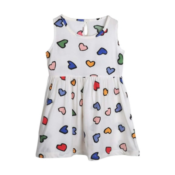 MEZZALL Girls Summer Casual Dress For Everyday Wear Comfortable Kids Play Dress Soft Breathable A-Line Toddler Dress Age 3-12 Breathable Baby Wear