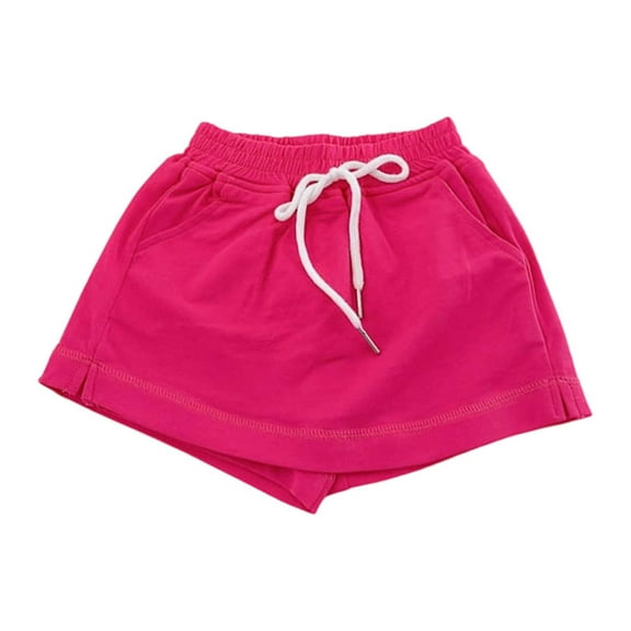 MEZZALL Girls Summer Casual Solid Color Shorts Skorts Elastic Waist Solid Color Comfortable Shorts For Toddler Kids Daily Wear Cozy / 6-7 Years
