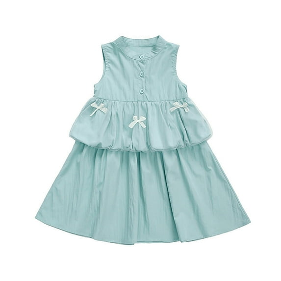 MEZZALL Girls Summer Dresses Casual Sleeveless Vest Dress For Toddler Kids Age 2-8 Elastic Waist Play Outfits Comfortable Breathable Relaxed Fit Baby Wear