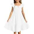 thumbnail image 1 of MEZZALL Girls Summer Dresses Smocked Sleeveless With Pockets Breathable Toddler Sundress, White, 4-5 Years, 1 of 5