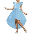 thumbnail image 1 of MEZZALL Girls Summer Flapper Sleeve High And Low Formal Dress Fly Skirt Swing Dress Relaxed Fit Toddler Baby Wear 5-6Y, 1 of 4