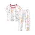 thumbnail image 1 of MEZZALL Girls Summer Outfits 2 13 Years Toddler Baby Girl Clothes Soft Round Neck Tops And Shorts Set Indoor Casual Playwear Elastic Waist Cozy Baby Wear, 1 of 4