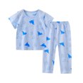thumbnail image 1 of MEZZALL Girls Summer Outfits 2 13 Years Toddler Baby Girl Clothes Soft Round Neck Tops And Shorts Set Indoor Casual Playwear Elastic Waist Cute Baby Wear, 1 of 4
