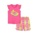 thumbnail image 1 of MEZZALL Girls Summer Outfits 2 Piece Set Short Sleeve Tops And Shorts Knit Casual Playwear Toddler Kids Clothes For Daily Outdoor Activities Picnic Photography Classic Baby Wear, 1 of 8