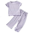 thumbnail image 1 of MEZZALL Girls Summer Outfits 2PCS Set Casual Short Sleeve Long Pants Toddler Clothes For Daily Wear Age 9 Months To 7 Years Soft Baby Wear, 1 of 9