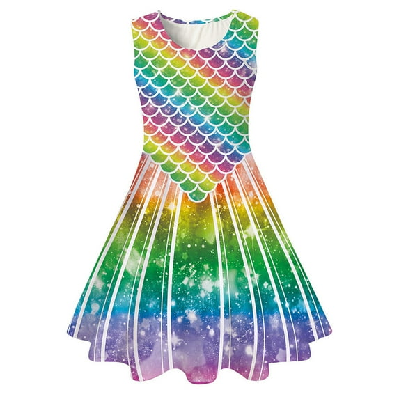 MEZZALL Girls Summer Sleeveless Dress For Daily Wear And Parties O-Neck Dresses 4-5 Years Breathable Kids Wear