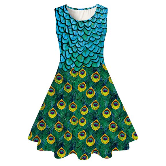 MEZZALL Girls Summer Sleeveless Dress For Daily Wear And Parties O-Neck Dresses 6-7 Years Stylish Baby Wear