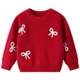 thumbnail image 1 of MEZZALL Girls Sweaters Long Sleeve Winter Knitwear Hand Embroidered Bow Baby Toddler Kids Pullover Soft Warm Casual Knitwear Tops Breathable Cartoon Clothing, 1 of 7