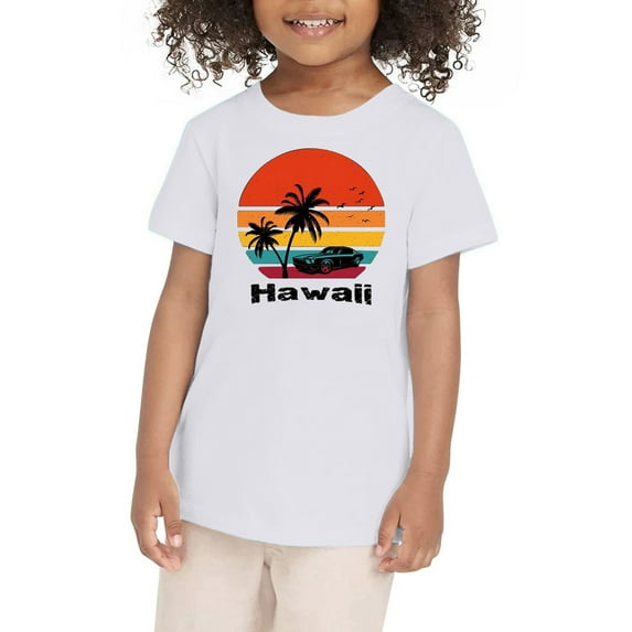 MEZZALL Girls Tee Summer Coconut Tree Sunset Beach Tops Hawaii Vacation Short Sleeve Tropical Shirts For Teen Girl Leisure Toddler Blouses Clothing