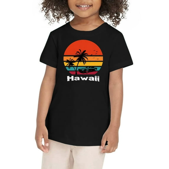 MEZZALL Girls Tee Summer Coconut Tree Sunset Beach Tops Hawaii Vacation Short Sleeve Tropical Shirts For Teen Girl Versatile Toddler Blouses Clothing