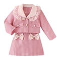 thumbnail image 1 of MEZZALL Girls Temperament Suit Autumn Girls Tops Coat + Half Skirt Bow Elegant Wind 2PCS Set Leisure Toddler Dailywear, Pink, 3-4 Years, 1 of 8