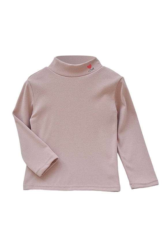 Girls Thermal Long Sleeve Shirt Blouse Double Layered Lined Half Turtleneck Tops For Toddler Kids Winter Warm Base Layer Tee Stylish Dailywear
