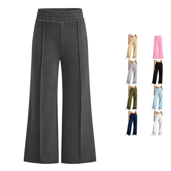 MEZZALL Girls Uniform Pants Baggy Wide Leg Sweatpants Elastic Waist Joggers Clothes For Kids, 15-16 Years
