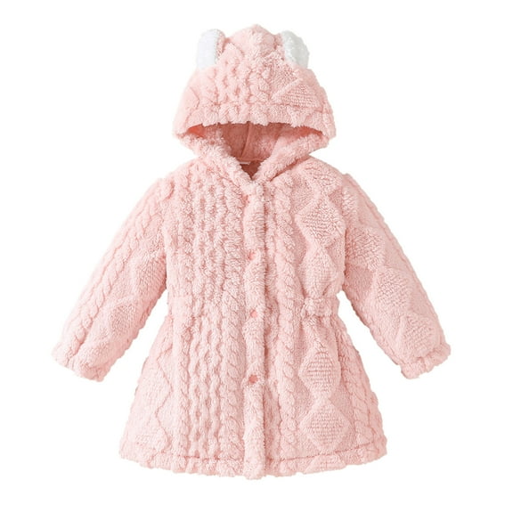 MEZZALL Girls Winter Warm Coats Ear Hooded Jacket Breathable Toddler Dailywear, Pink, 9-12 Month