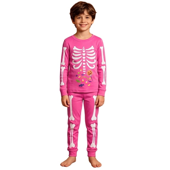 MEZZALL Halloween Boys Girls Cartoon Print Pajama Sets O-Neck Long Sleeve T-Shirts And Pants Soft Sleepwear For Kids Home Loungewear 2 Piece Nightwear
