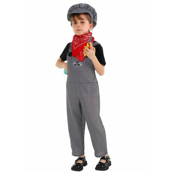 MEZZALL Halloween For Boys Train Engineer Overalls Outfits Kids Role Play Dress Up Party Performance Cozy Toddler Clothing