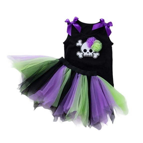 MEZZALL Halloween Hallowmas For Girls Toddler Vest And Handmade Dress Outfits Sets Casual Party Wear For Baby 1-7 Years Old Classic Child Clothes Sets