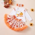 thumbnail image 1 of MEZZALL Halloween Pumpkin Print O-Neck Long Sleeve Tee With Satin Skirt And Hairband For Girls Festive Fall Party Outfit Three Piece Dressy Casual Ensembles Breathable Clothes Sets, 1 of 6