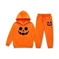 thumbnail image 1 of MEZZALL Halloween Pumpkin Print Tracksuit for Girls, Oversized Long Sleeve Hoodie with Pocket & High Waist Jogger Pants Set, Soft Warm Casual Outfit for School Holiday Outdoor Wear Soft Clothes Sets, 1 of 3