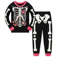 thumbnail image 1 of MEZZALL Halloween Skeleton Print Girls O-Neck Long Sleeve T-Shirts Pants For Toddler Cozy Halloween Pajama Sets For Nighttime Comfort And Play 2 Piece Sleepwear, 1 of 3