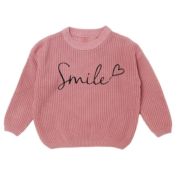 MEZZALL Hand Embroidered Solid Color Knit Sweater For Girls Delicate Letter Embroidery Design Soft Comfortable Baby Toddler Kids Tops Holiday Knitwear Long Sleeve O-Neck Child Dailywear
