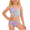 thumbnail image 1 of MEZZALL Hawaiian Summer Child Girls Leopard Prints Sleeveless Two Piece Swimwear Swim Tops With Shorts Swimsuit Bikini Hawaii Beachwear, 1 of 8