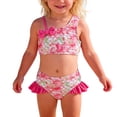 thumbnail image 1 of MEZZALL Hawaiian Summer Toddler Girls Cartoon Printed Ruffles Bowknot Two Piece Swimwear Swim Tops With Shorts Swimsuit Bikini Brazilian Beachwear, 1 of 9