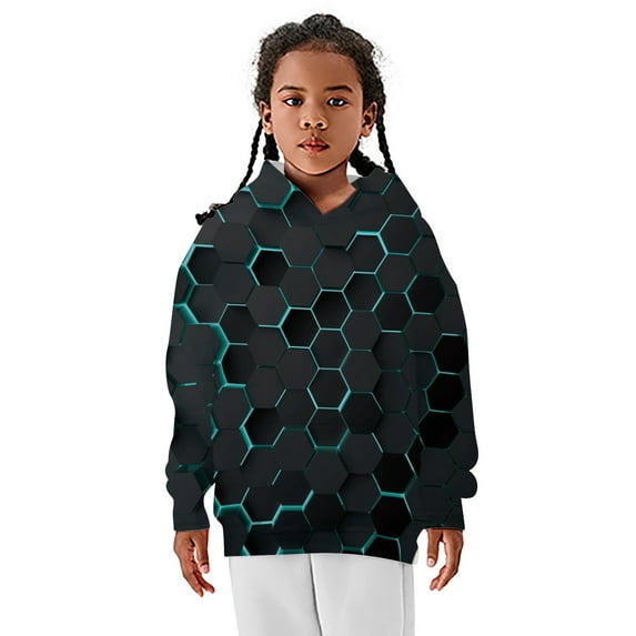 MEZZALL Hoodie Boy Teen Cartoon Print Tops Sweatshirts Kids Pullover Geometric With Pocket Girl Boys Tops Toddler Hoodie Breathable, XL