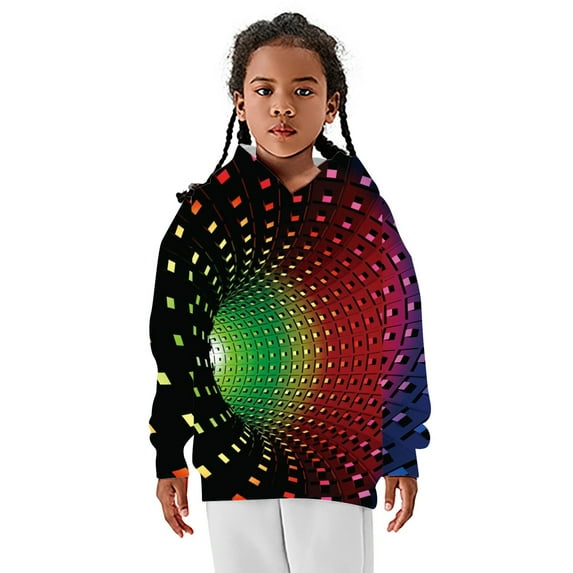 MEZZALL Hoodie Boy Teen Cartoon Print Tops Sweatshirts Kids Pullover Geometric With Pocket Girl Boys Tops Toddler Hoodie Soft, S