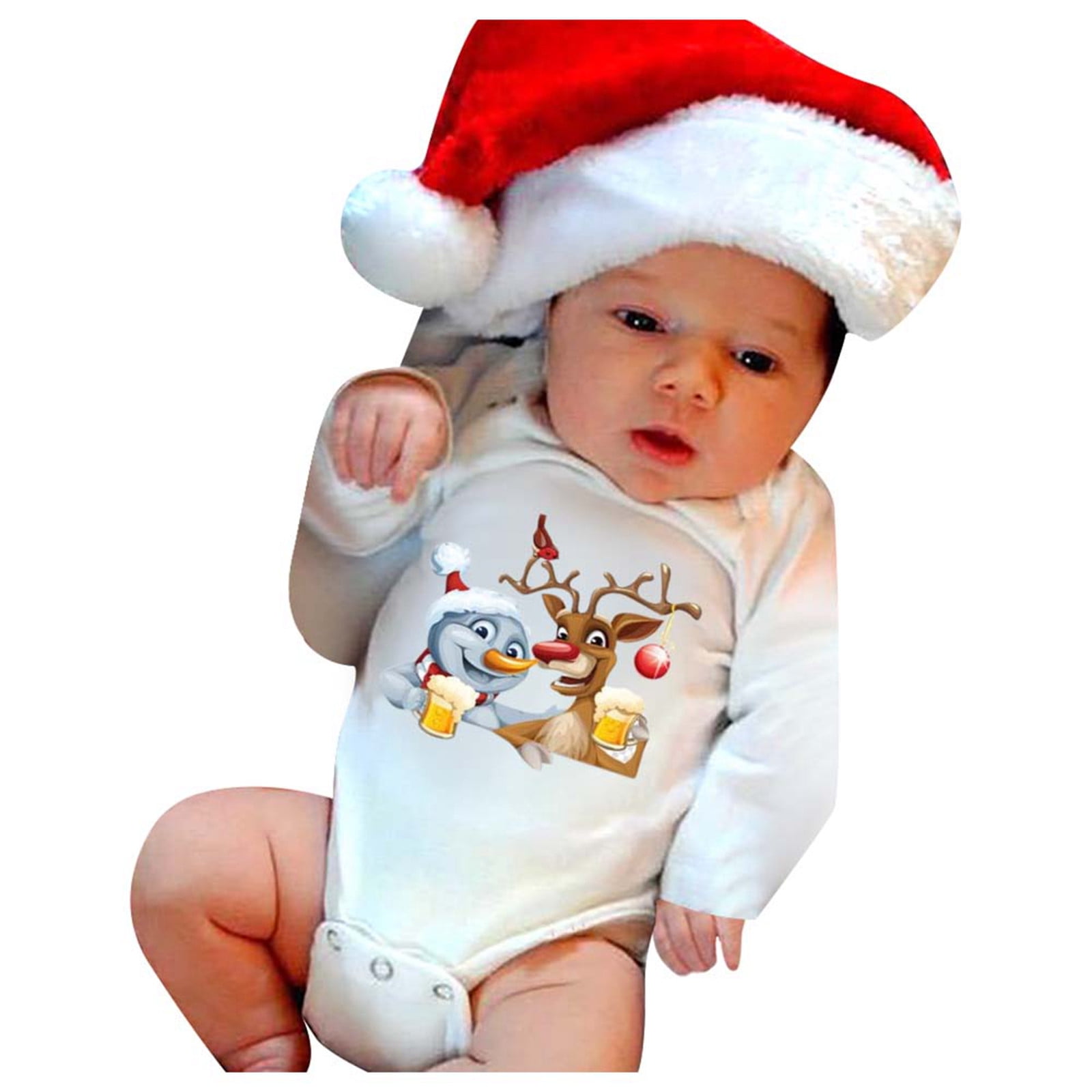 Baby's First Christmas Santa Outfit - Adorable Striped Onesie With Matching Hat
