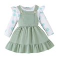 thumbnail image 1 of MEZZALL Baby Girl Fall Outfits Long Sleeve T Shirt Tops Spaghetti Skirt Overalls Girls Clothing Sets Versatile, 18-24 Months, 1 of 9