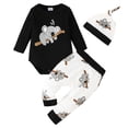 thumbnail image 1 of MEZZALL Infant Boys Girls Long Sleeve Cartoon Prints Romper Solid Color Pants Hat Outfits Set For Kids Clothes Cute Baby Toddler Dailywear, 1 of 9